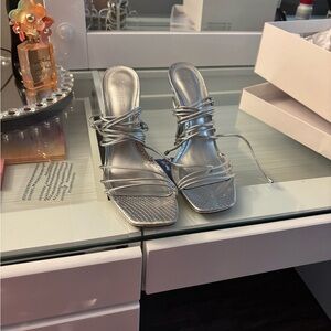 SCHUTZ Silver Strappy Heels